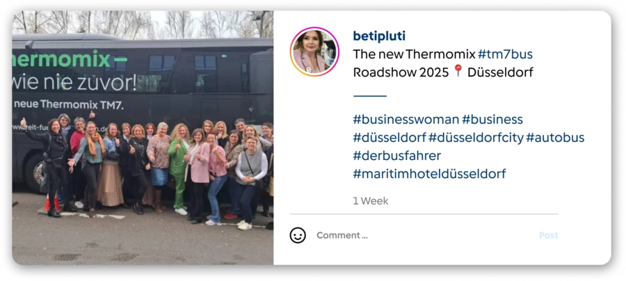 Vorwerk: Photo: Instagram photo of a group of people with the TM7 bus in the background.