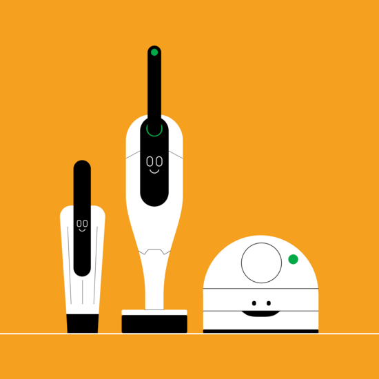 Vorwerk: Photo: This picture is an illustration of the three Kobold cleaning appliances: handheld vacuum cleaner, cordless vacuum cleaner and robot vacuum cleaner.