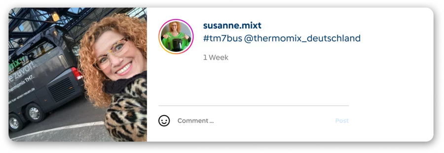Vorwerk: Photo: Instagram photo of a woman with the TM7 bus in the background.